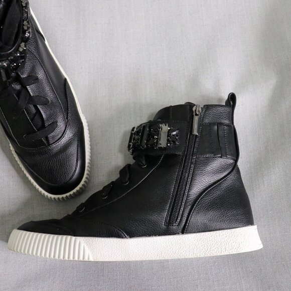 Karl Lagerfeld Hi Top Leather Sneakers Mens 10 Zip Up Black FLASH SALE - Picture 13 of 16